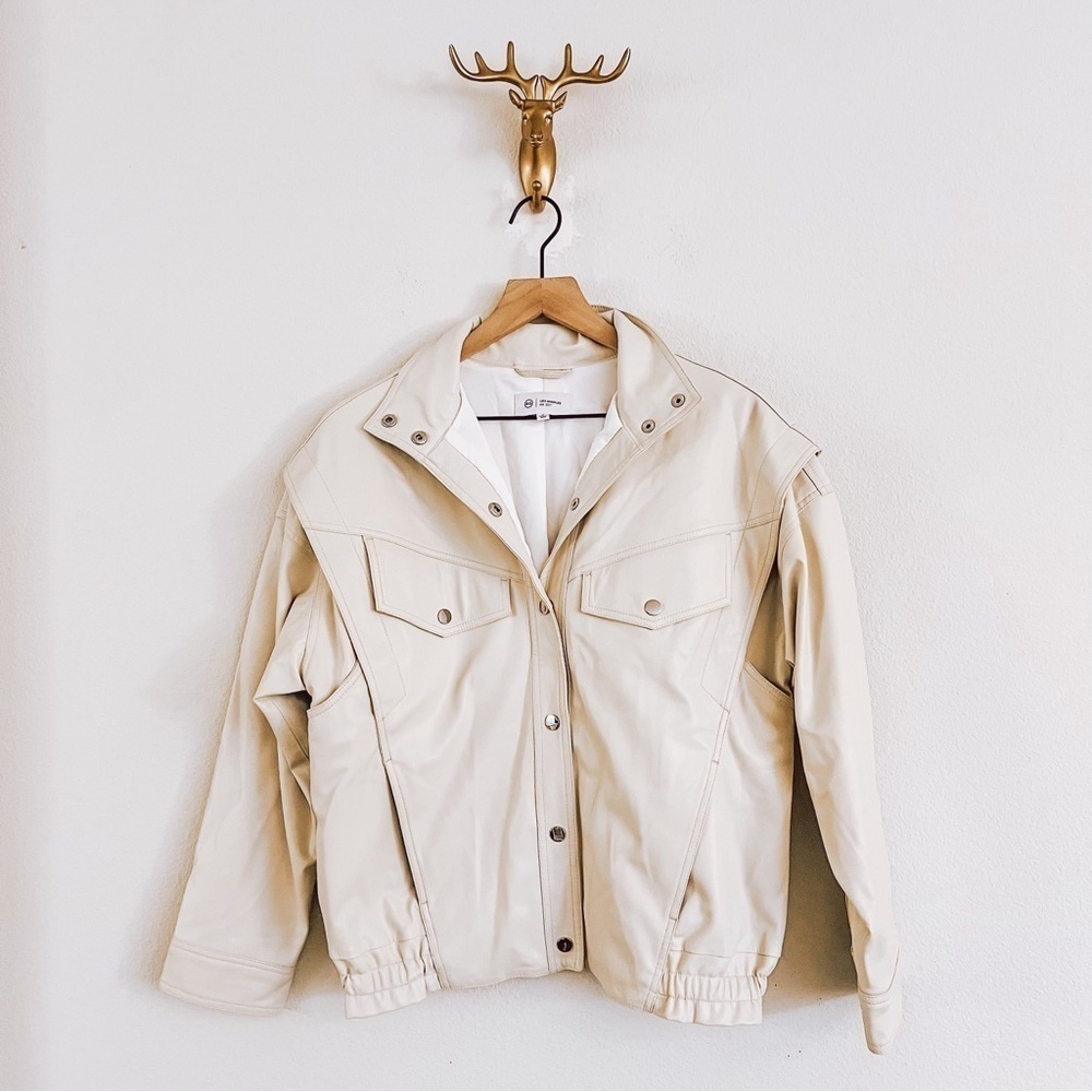 AG Adriano Goldschmied Women's Cream Button Up Bomber Jacket Size Small - Picture 1 of 6